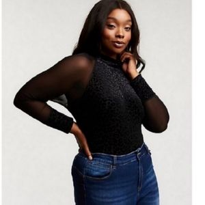 New Charlotte Russe Black Mesh Leopard Bodysuit